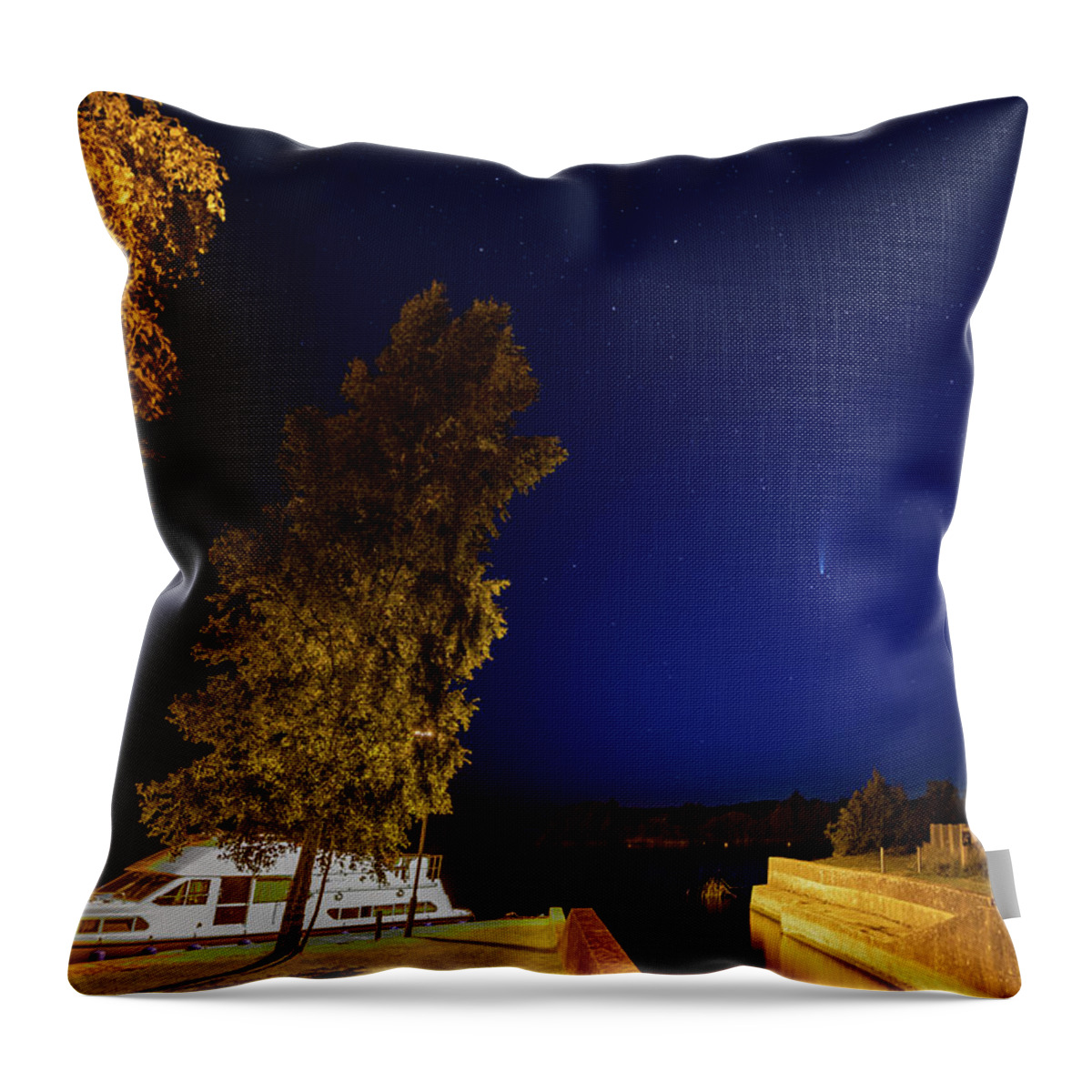 Boat Throw Pillow featuring the photograph Comet Neowise by Rob Hemphill