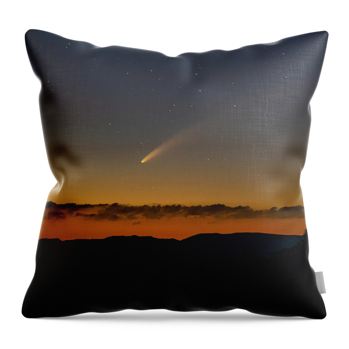 Blue Ridge Parkway Throw Pillow featuring the photograph Comet NEOWISE by Robert J Wagner