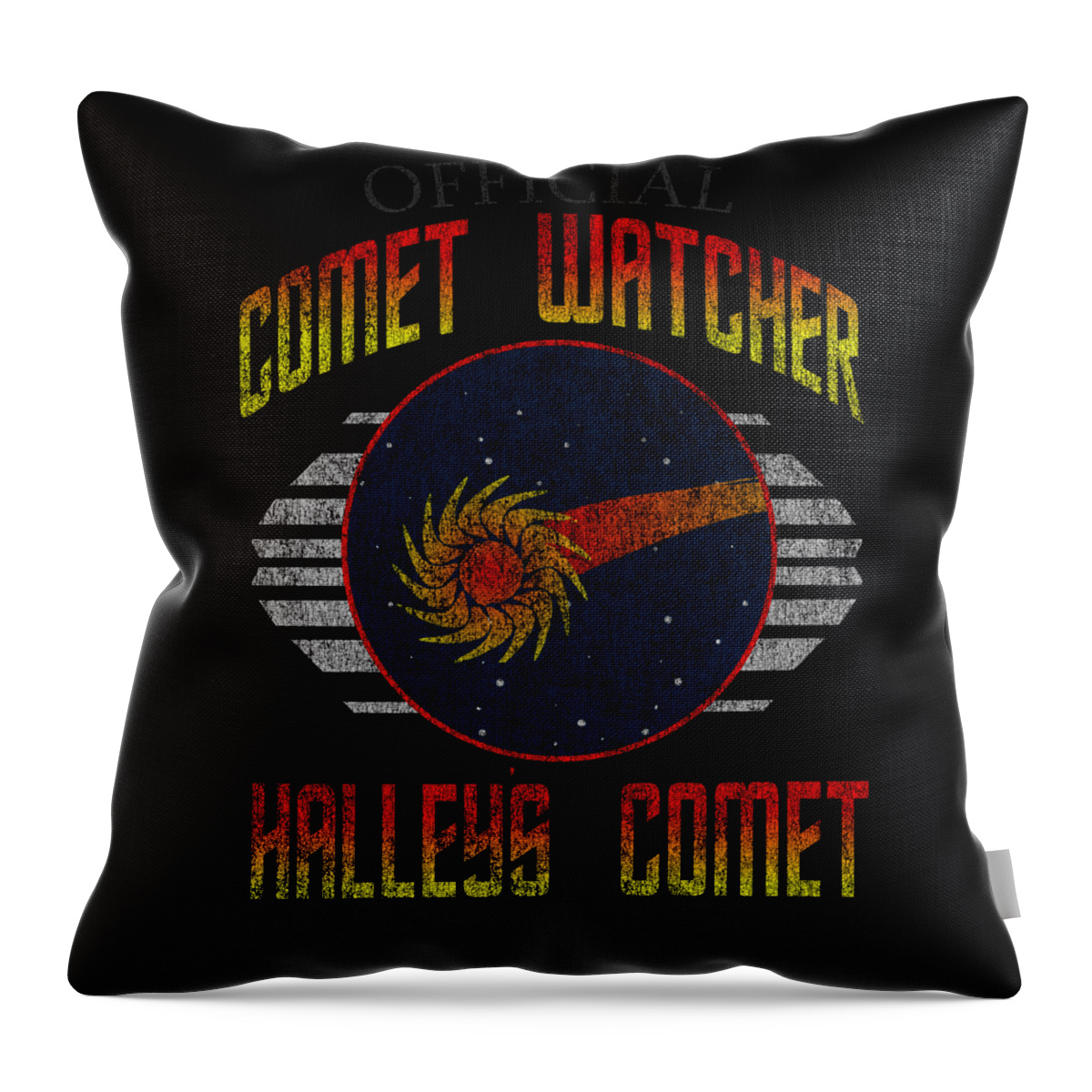 Funny Throw Pillow featuring the digital art Comet Watcher Retro by Flippin Sweet Gear