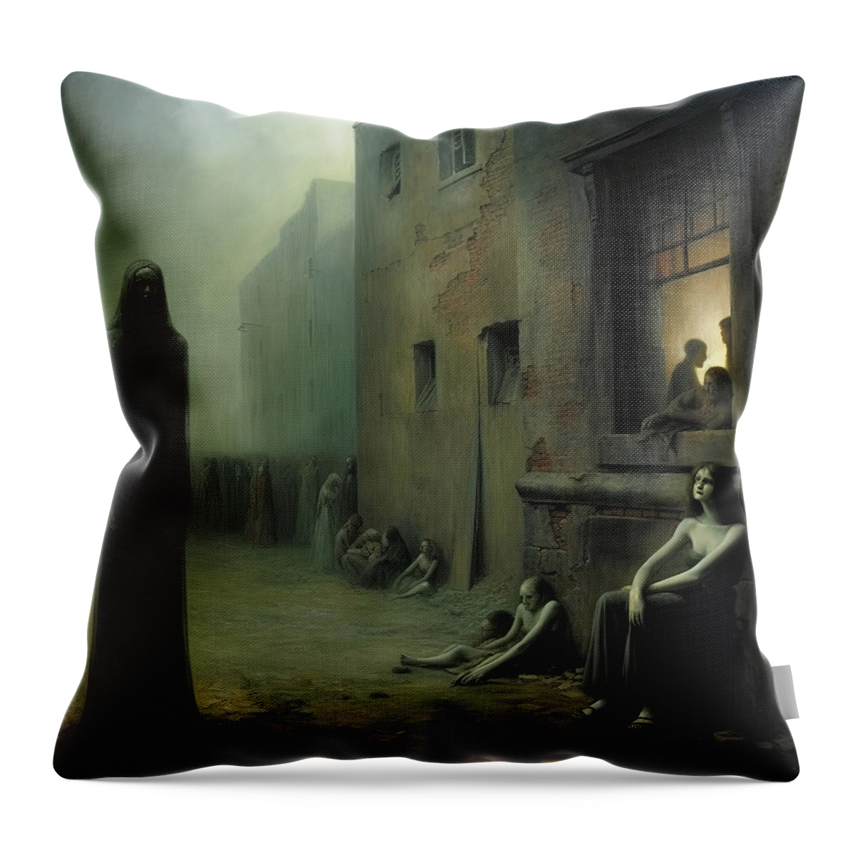 Sad Throw Pillow featuring the painting Coming into Sadness by My Head Cinema