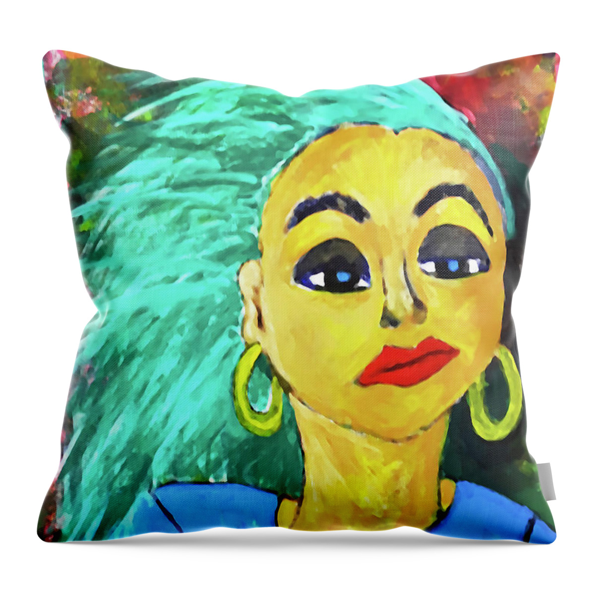 Woman Throw Pillow featuring the painting Coming out of Darkness by Gabby Tary
