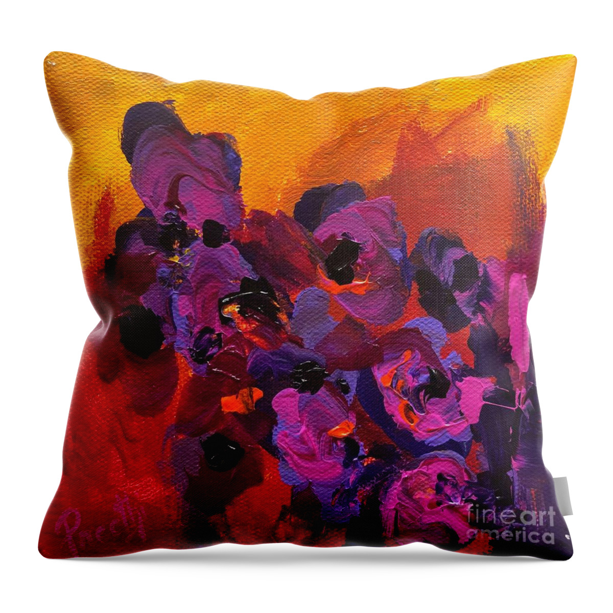 Gift Throw Pillow featuring the painting Compassion 1 by Preethi Mathialagan