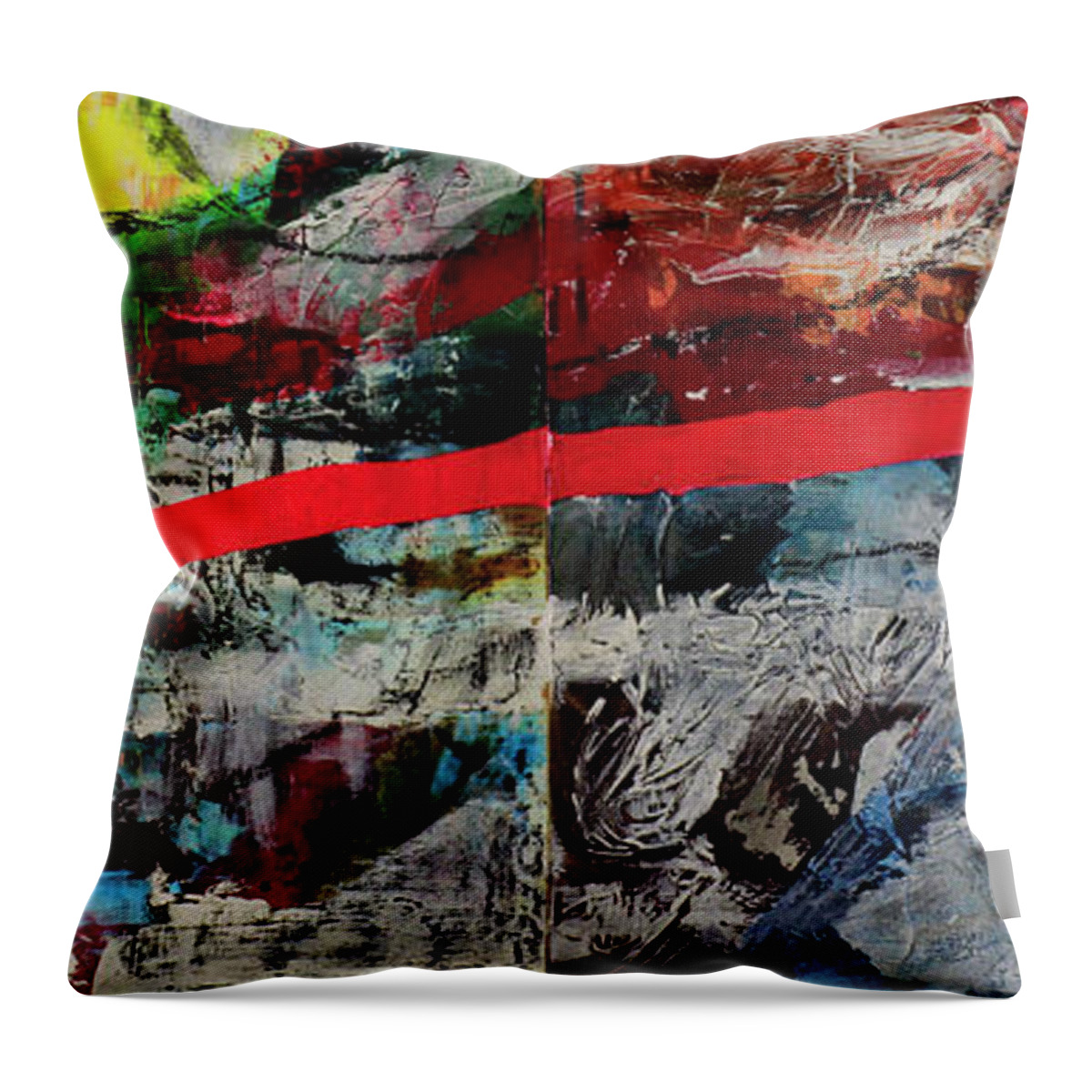 Abstract Expressionism Throw Pillow featuring the mixed media Composition 60520 by Walter Fahmy