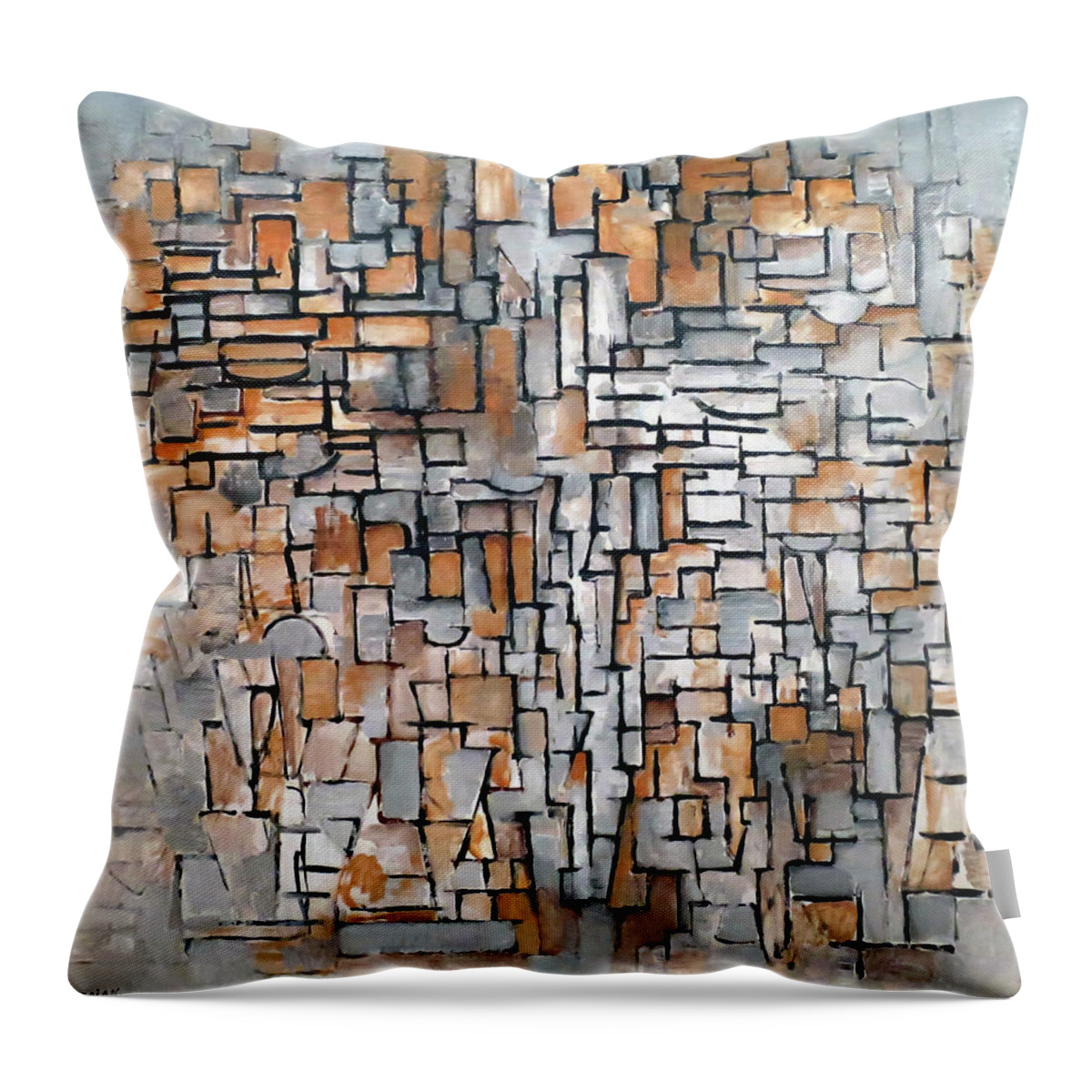 Piet Mondrian Throw Pillow featuring the painting Composition N. VII by Piet Mondrian