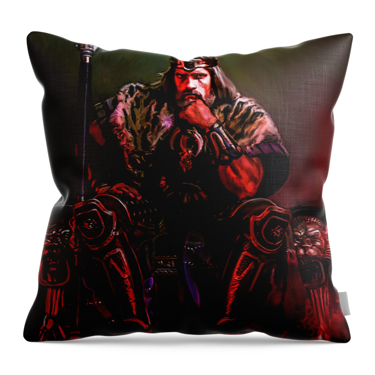 Conan The Barbarian Throw Pillow featuring the painting Conan The Barbarian Painting Print by Stephen Humphries
