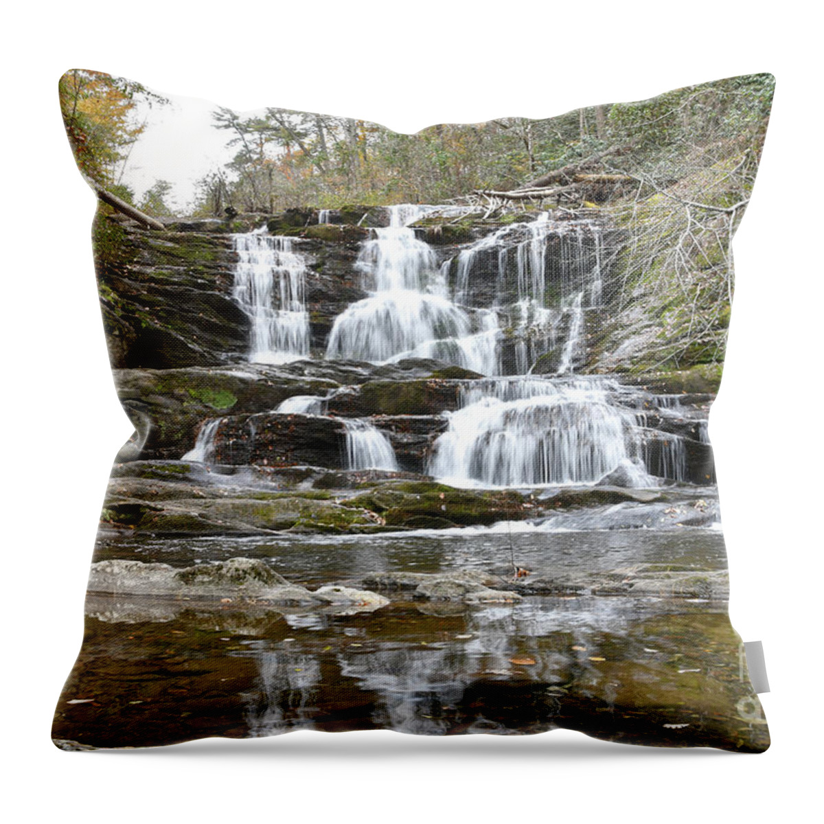 Conasauga Falls Throw Pillow featuring the photograph Conasauga Falls 5 by Phil Perkins