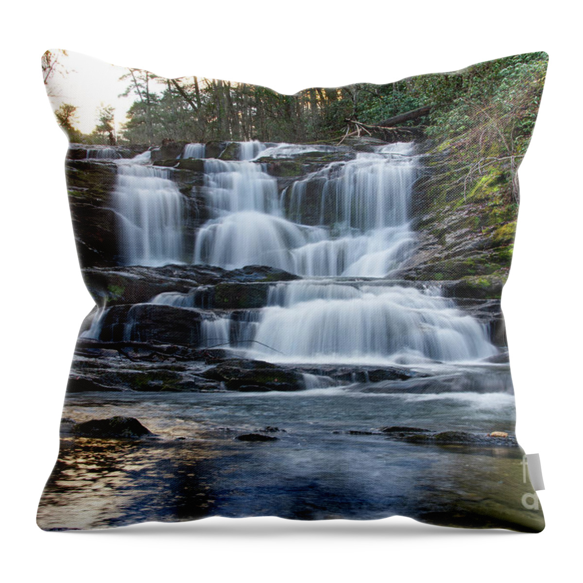 Conasauga Falls Throw Pillow featuring the photograph Conasauga Waterfall 11 by Phil Perkins