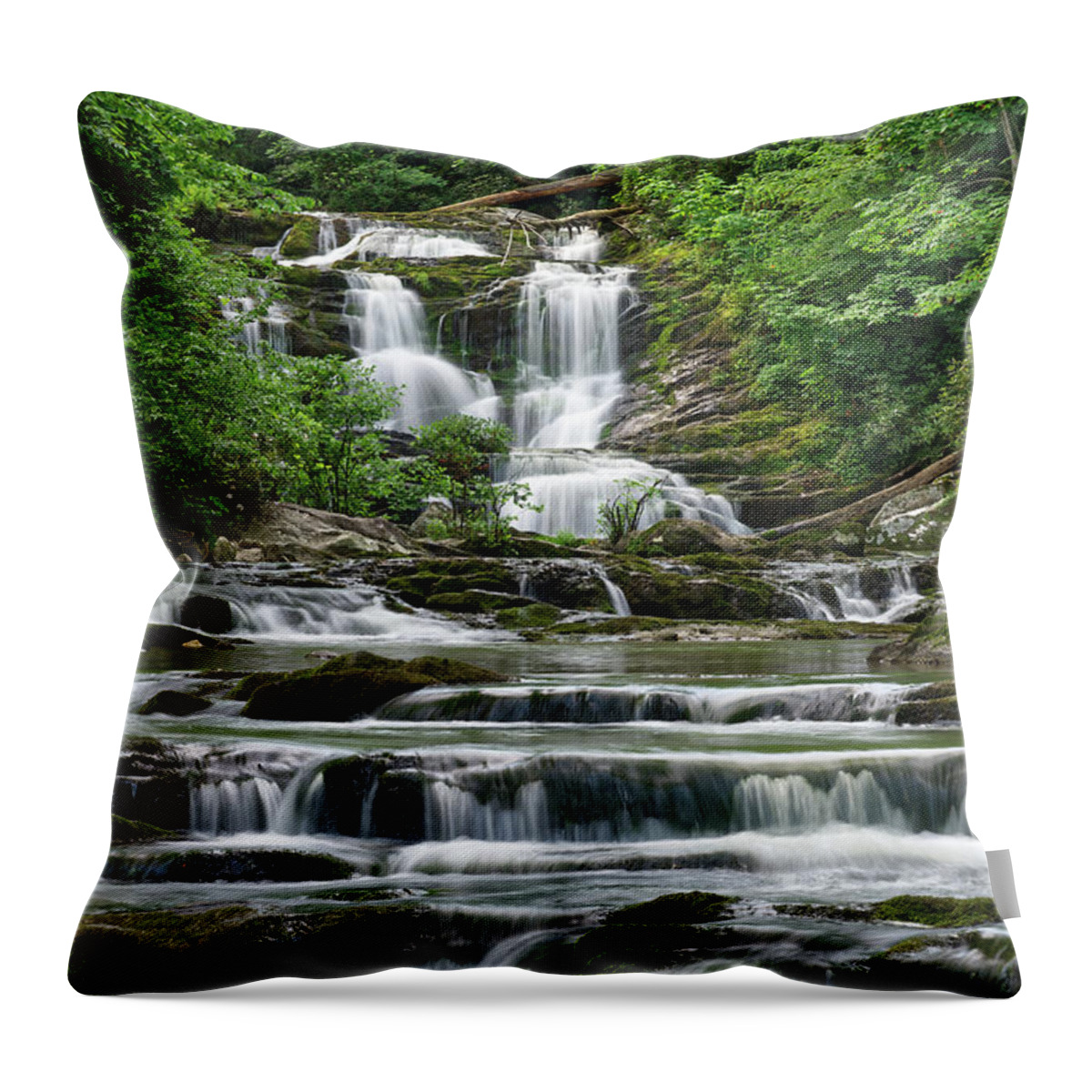 Conasauga Falls Throw Pillow featuring the photograph Conasauga Waterfall 19 by Phil Perkins