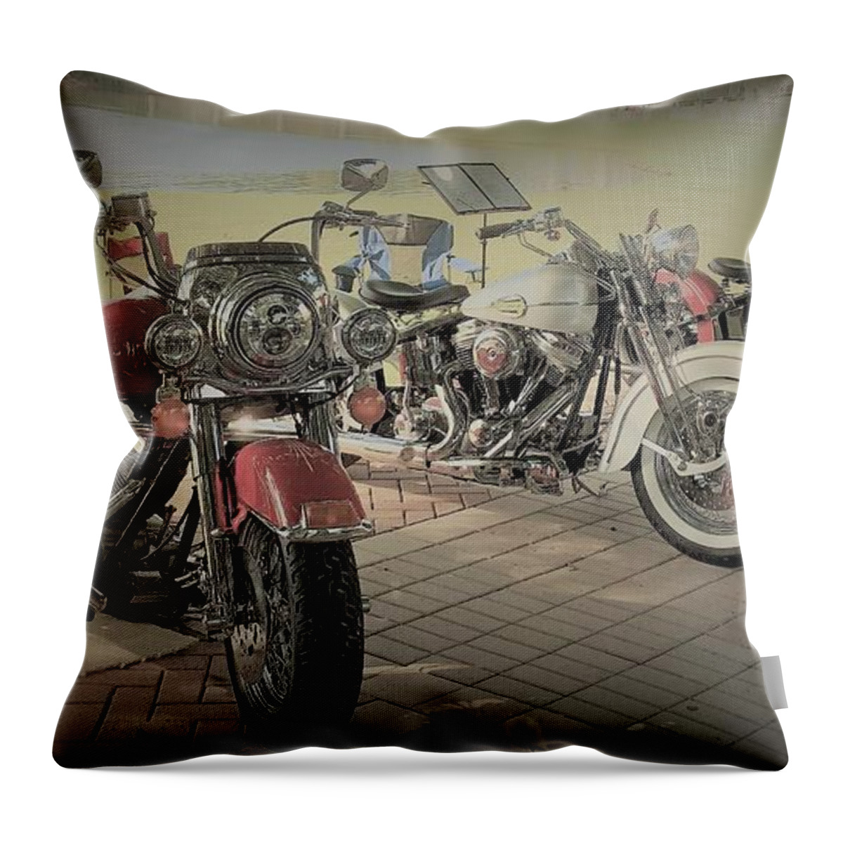 Harley Davidson St Augustine Florida Vintage John Anderson Throw Pillow featuring the photograph Concours d Elegance by John Anderson
