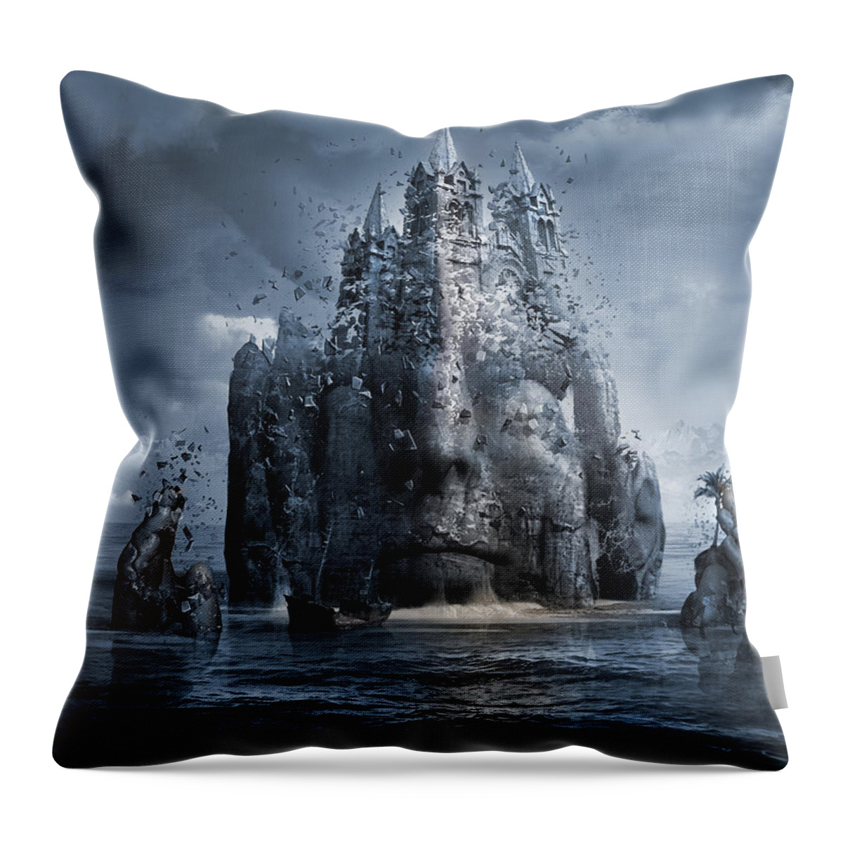 Surreal Throw Pillow featuring the digital art Confluence or Mindful State of Meditation Remake by George Grie