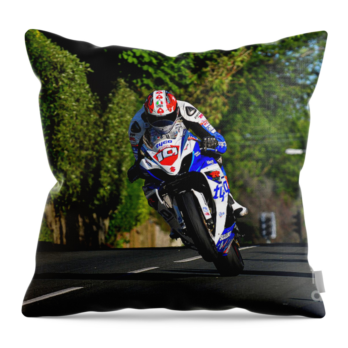 Conor Cummins Throw Pillow featuring the photograph Conor Cummins TT 2012 by Tony Goldsmith