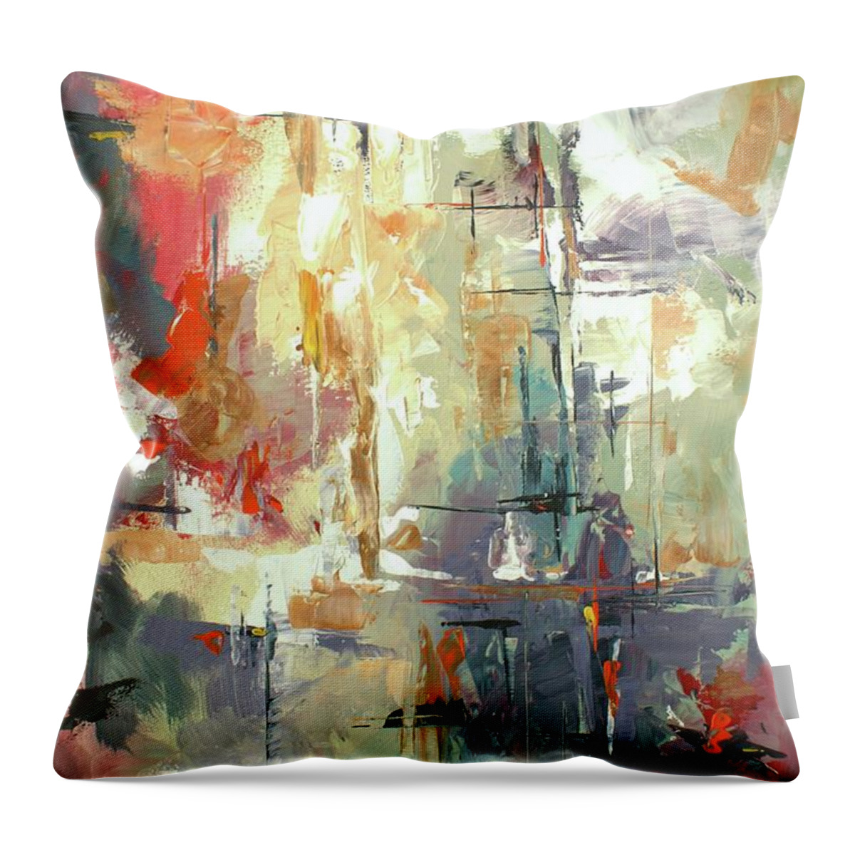 Abstract Throw Pillow featuring the painting Containment by Michael Lang