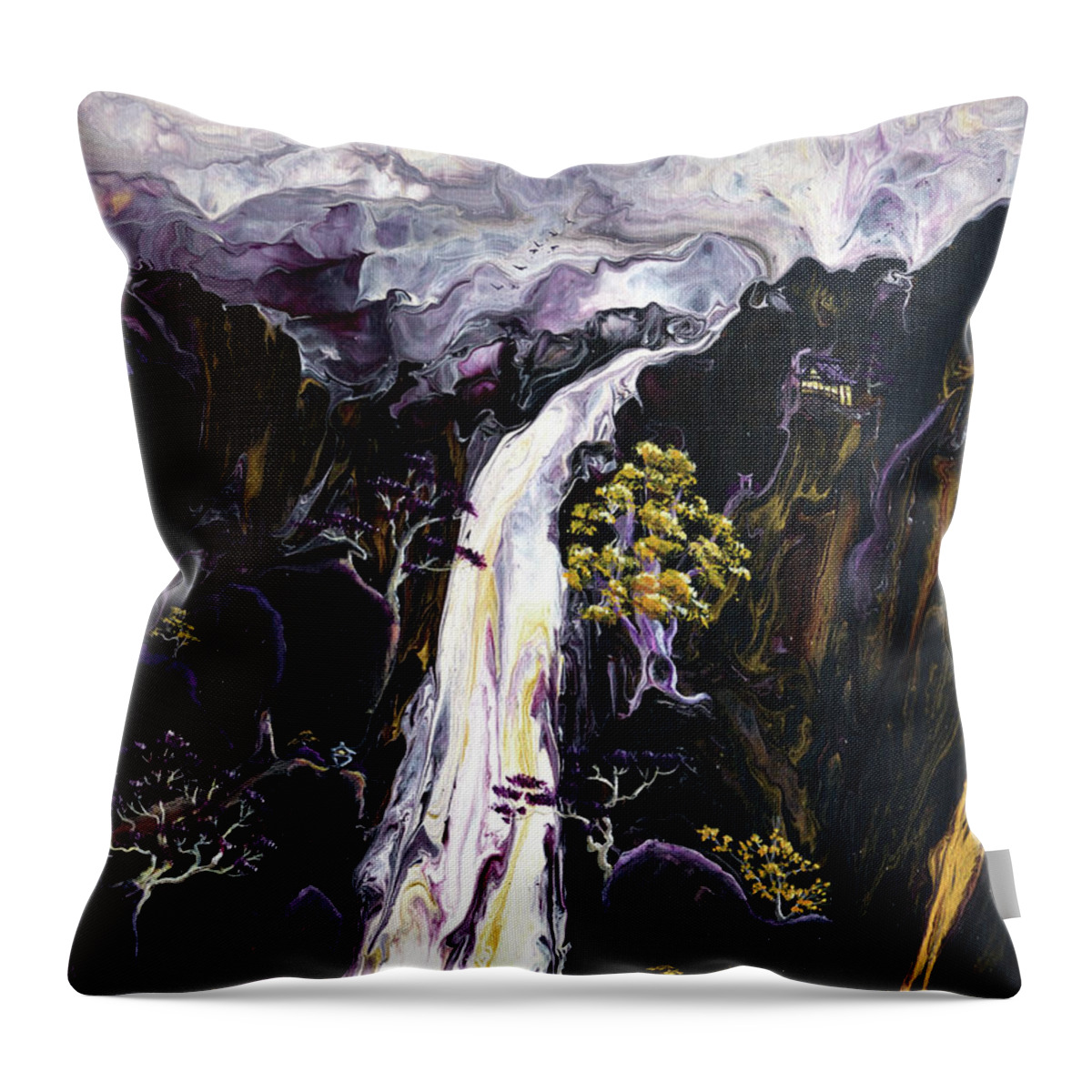 Waterfall Throw Pillow featuring the painting Contemplating the Journey by Laura Iverson