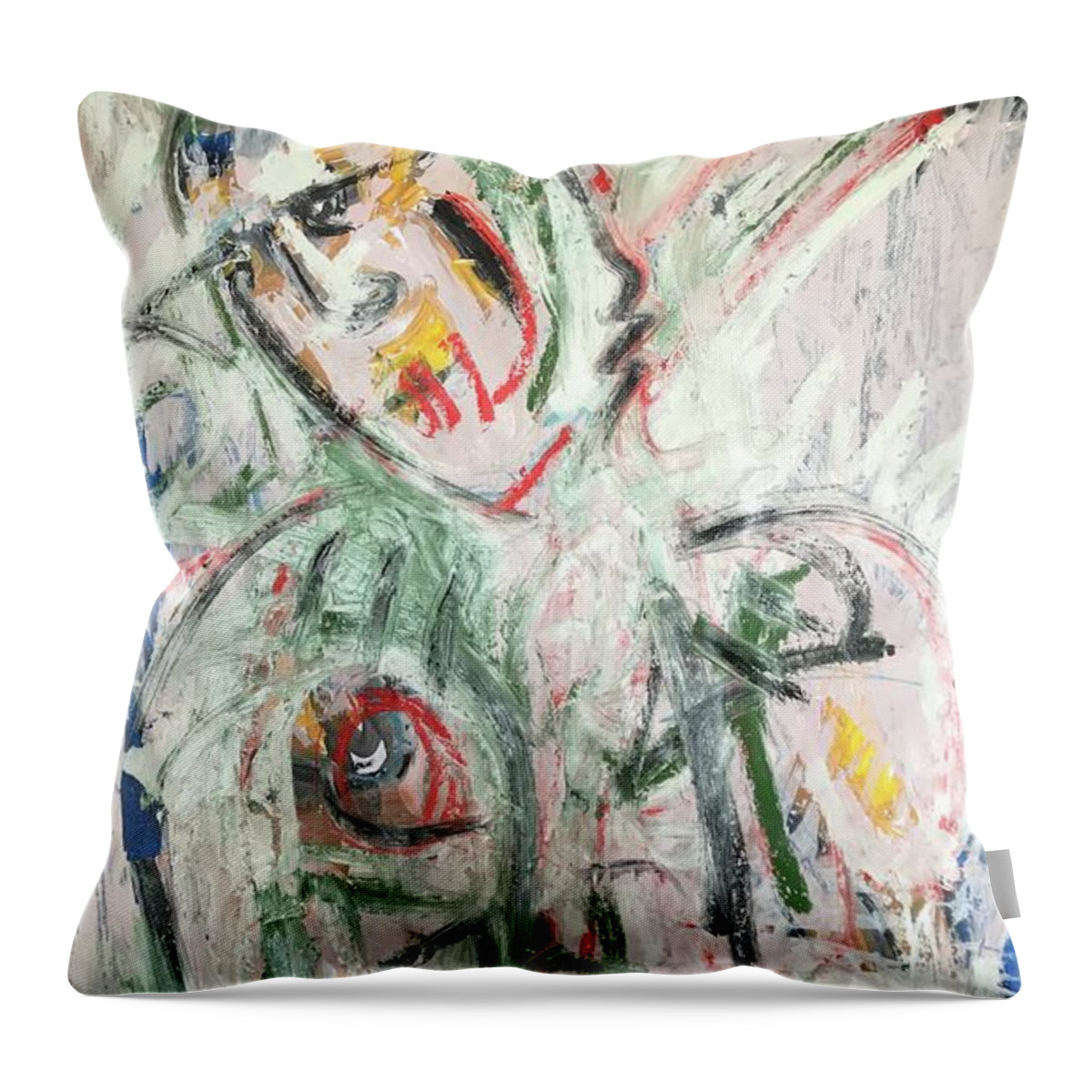 Abstract Throw Pillow featuring the painting Contemplating What Is by Gustavo Ramirez