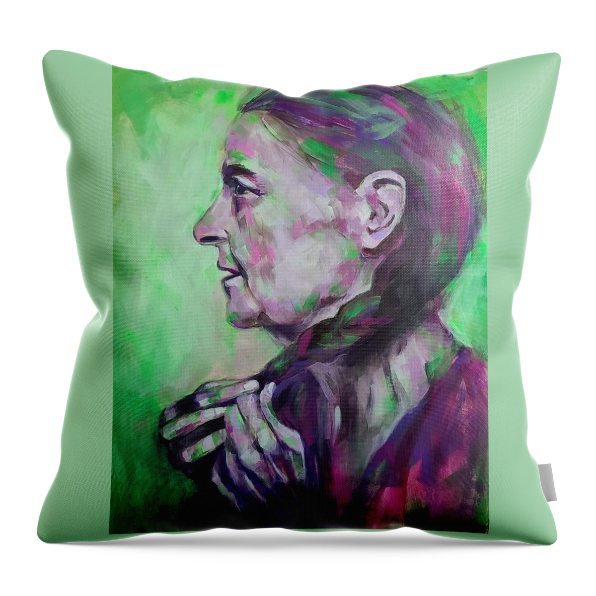  Throw Pillow featuring the painting Contemplation by Luzdy Rivera