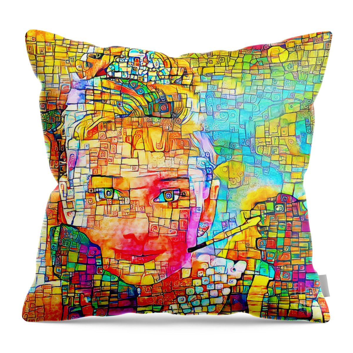 Wingsdomain Throw Pillow featuring the photograph Contemporary Audrey Hepburn 20200921 v2 by Wingsdomain Art and Photography
