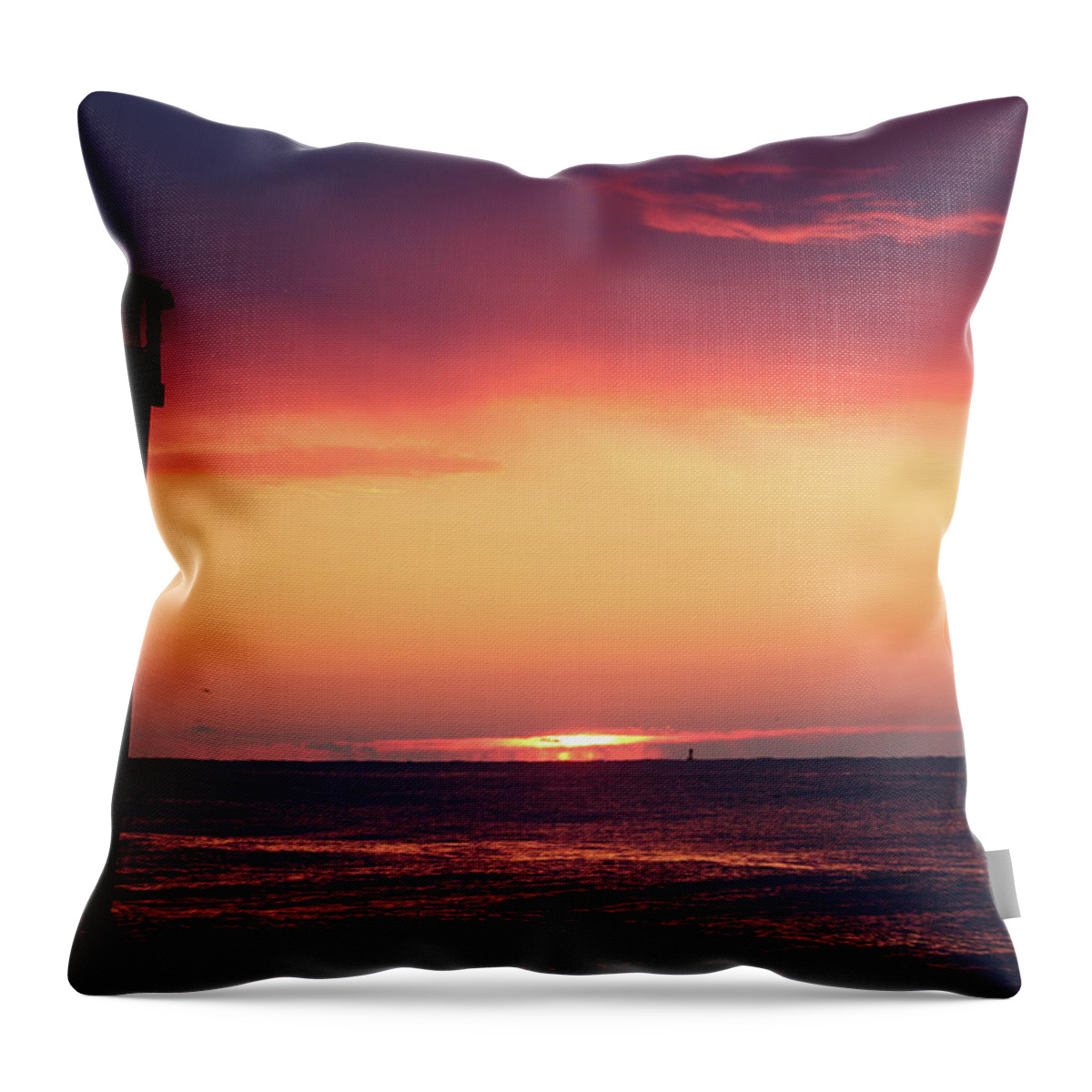 Atlantic Throw Pillow featuring the photograph Contrast At Sunrise by Robert Banach