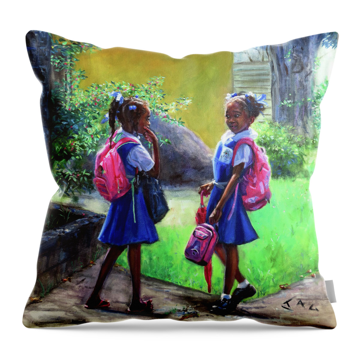 Caribbean Throw Pillow featuring the painting Conversation #4 by Jonathan Gladding