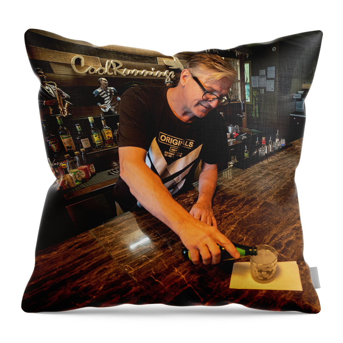 Cool Runnings Bistro Throw Pillow featuring the photograph Cool Runnings Bistro by Jim Whitley