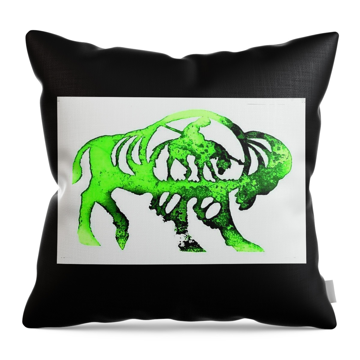Buffalo Throw Pillow featuring the pyrography Copper Buffalo by Larry Campbell