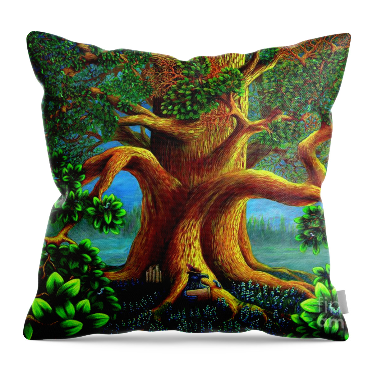 Rebecca Throw Pillow featuring the painting Corvus Meister of the Story by Rebecca Parker