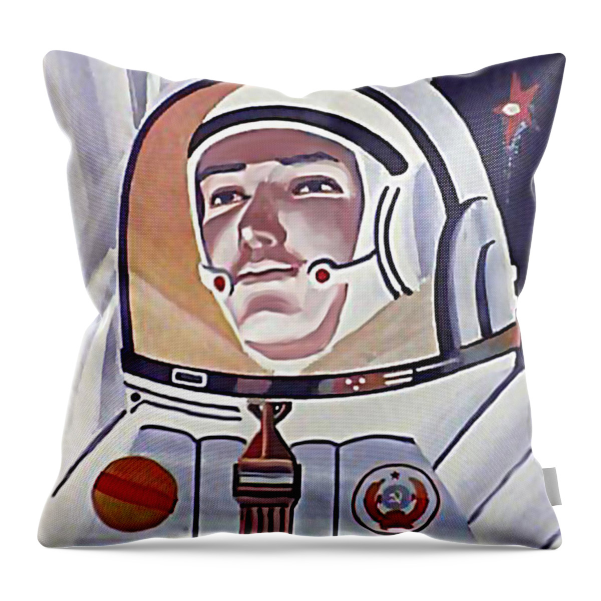 Cosmonaut Throw Pillow featuring the digital art Cosmonaut Inside Rocket by Long Shot