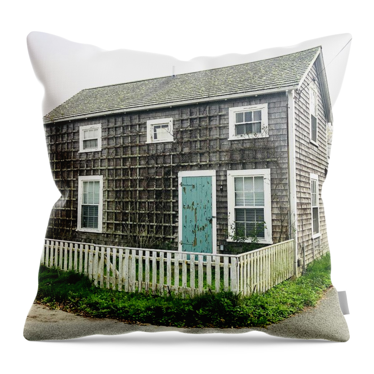 Cape Cod Throw Pillow featuring the photograph Cottage Cozy by Sue Morris