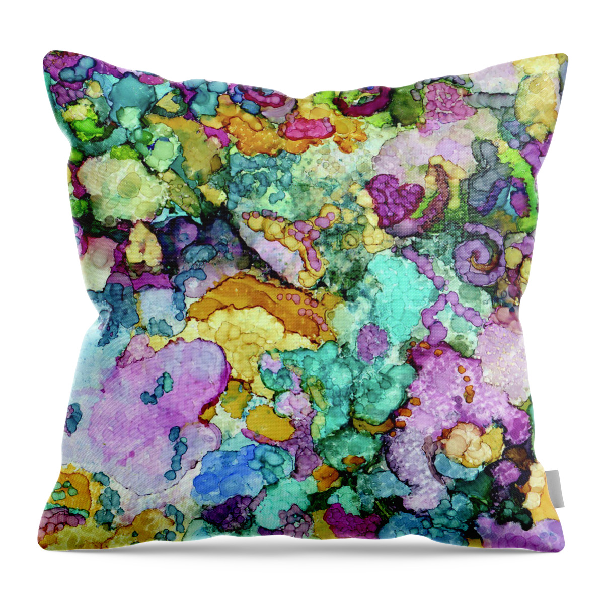 Abstract Throw Pillow featuring the painting Cotton Candy by Winona's Sunshyne