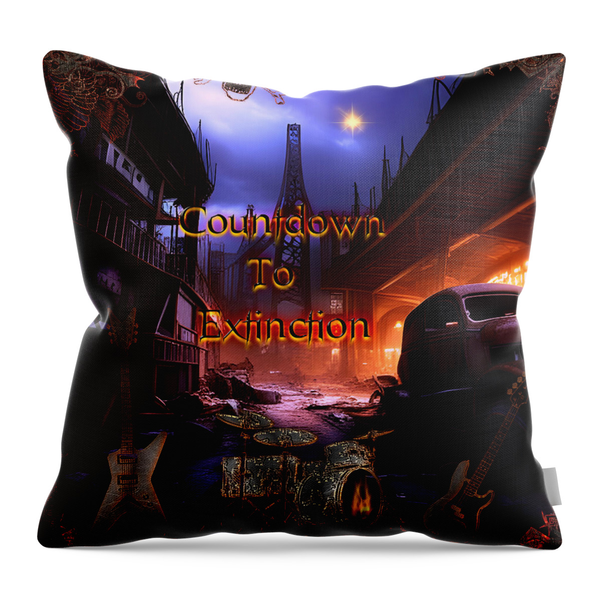 Hard Rock Music Throw Pillow featuring the digital art Countdown To Extinction by Michael Damiani