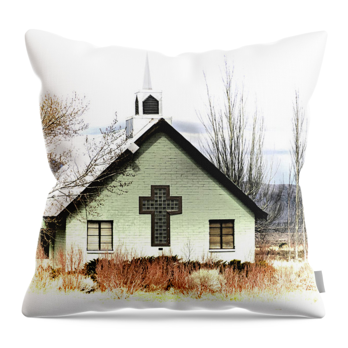 Church Fine Art Print Throw Pillow featuring the photograph Country Church by Jerry Cowart