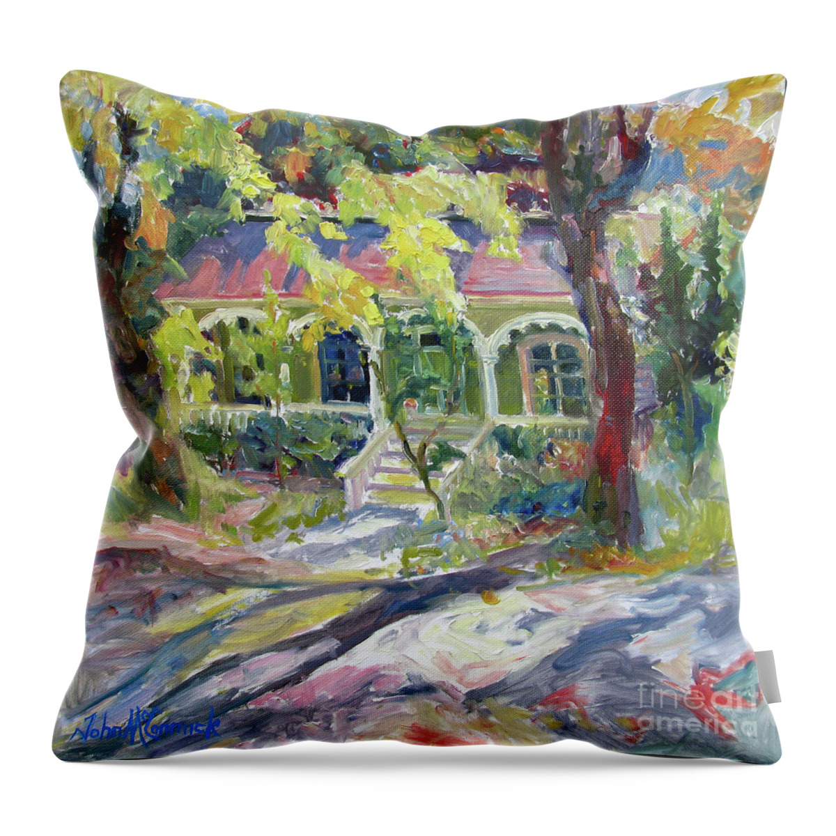 House Throw Pillow featuring the painting Country Cottage by John McCormick