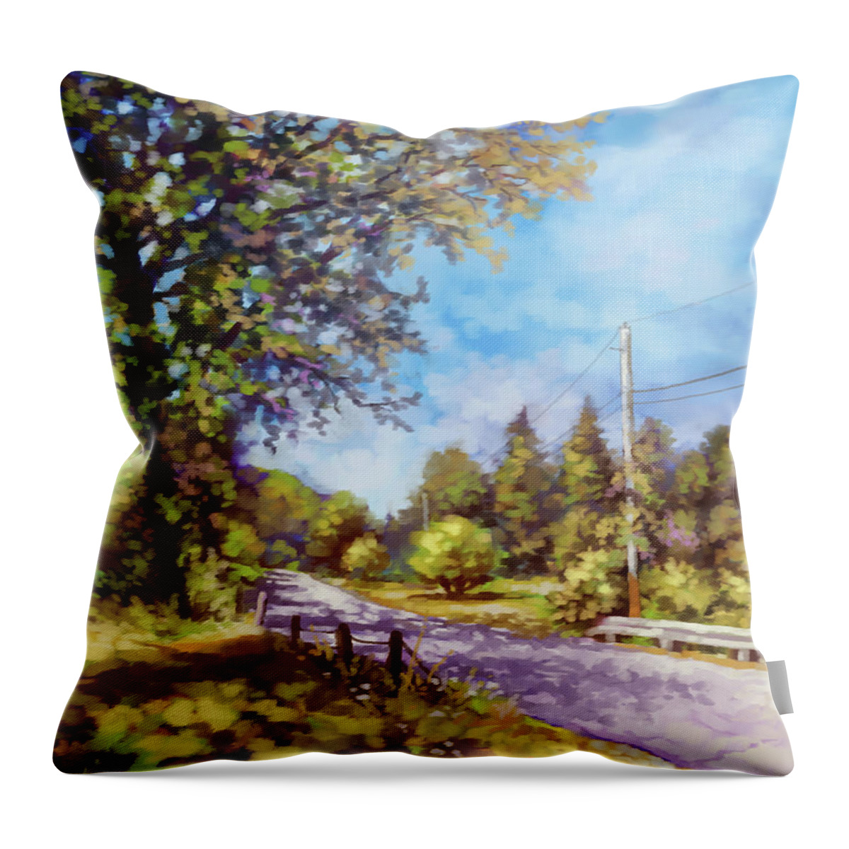 Country Road Throw Pillow featuring the painting Country Road by Hans Neuhart