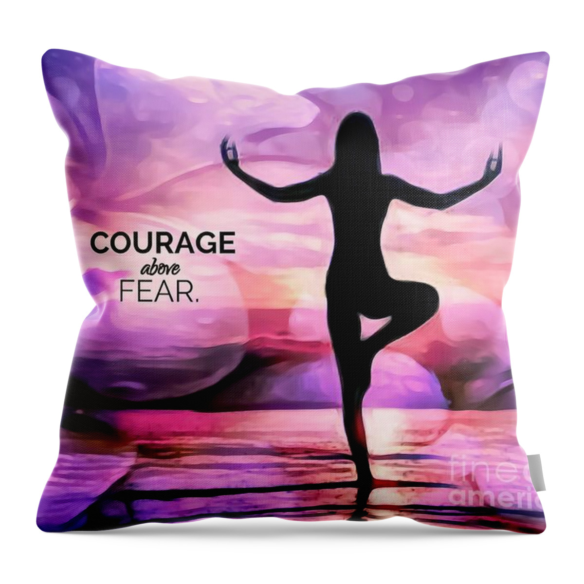 Courage Above Fear Throw Pillow featuring the mixed media Courage Above Fear by Laurie's Intuitive