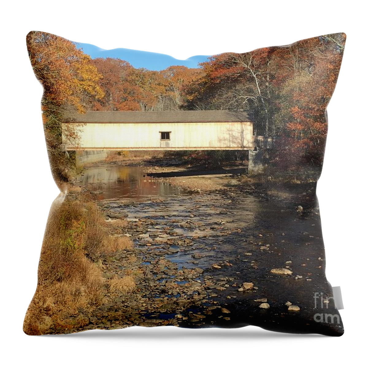 Covered Bridge Throw Pillow featuring the photograph Covered Bridge by B Rossitto