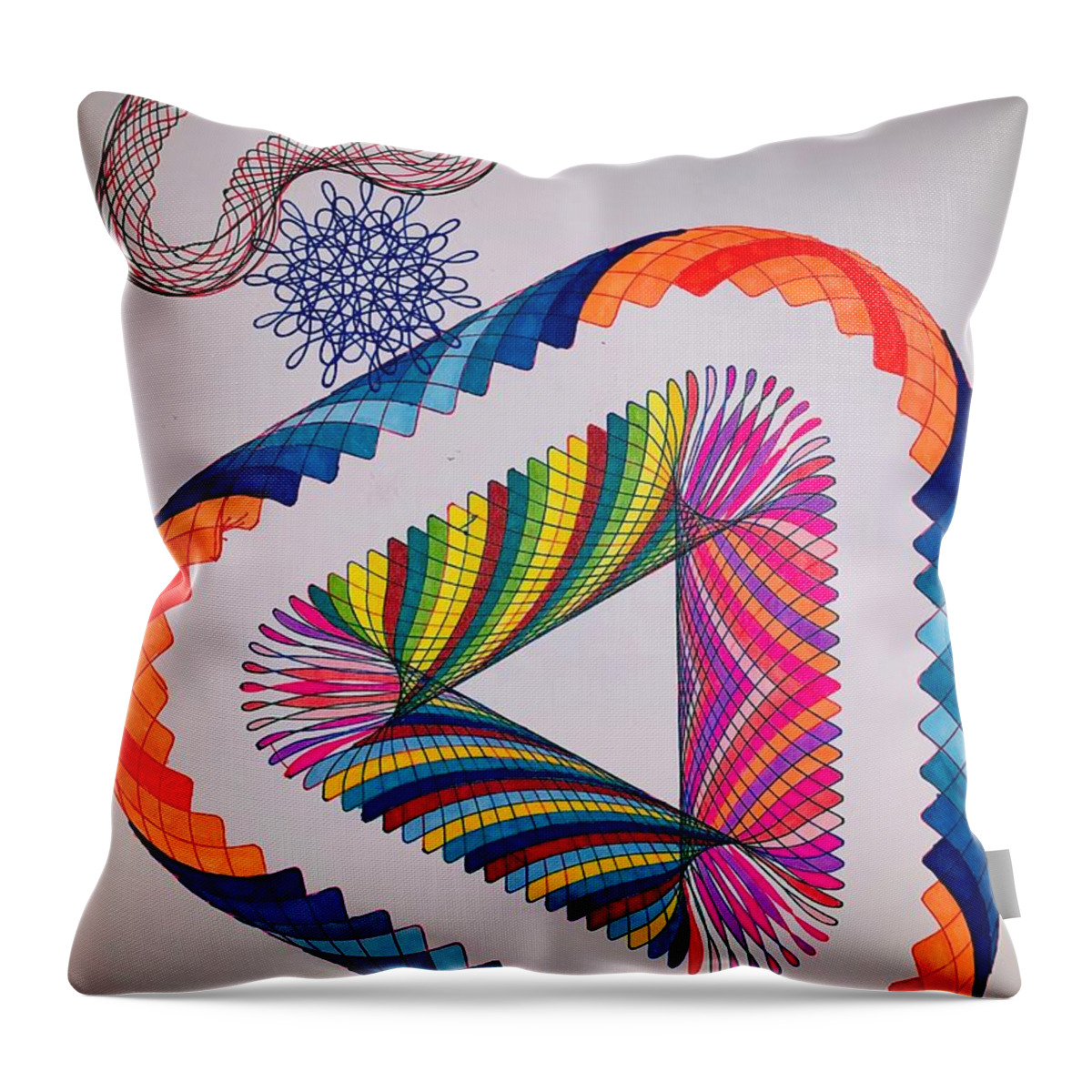 Spirograph Throw Pillow featuring the drawing Covid-19 Defense System by Steve Sommers