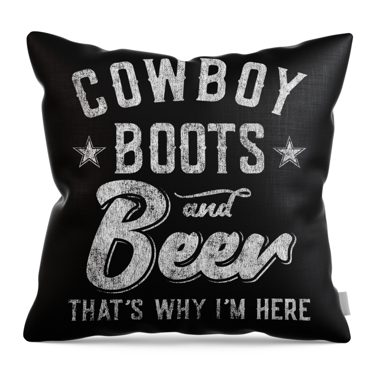Country Throw Pillow featuring the digital art Cowboy Boots and Beer Thats Why Im Here by Flippin Sweet Gear