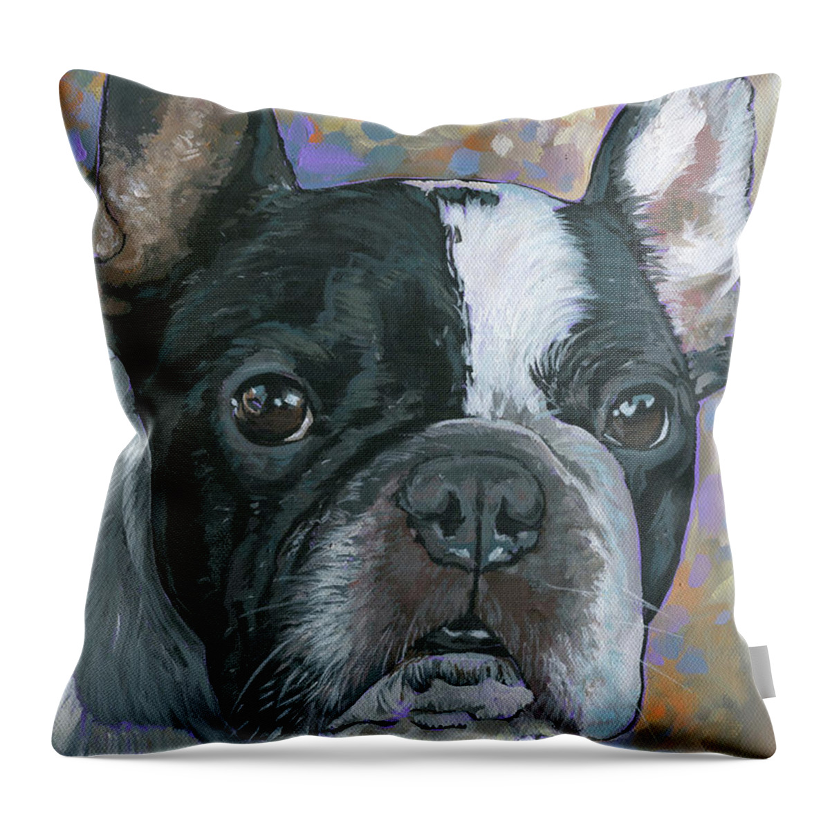 French Bulldog Throw Pillow featuring the painting Cowboy by Nadi Spencer