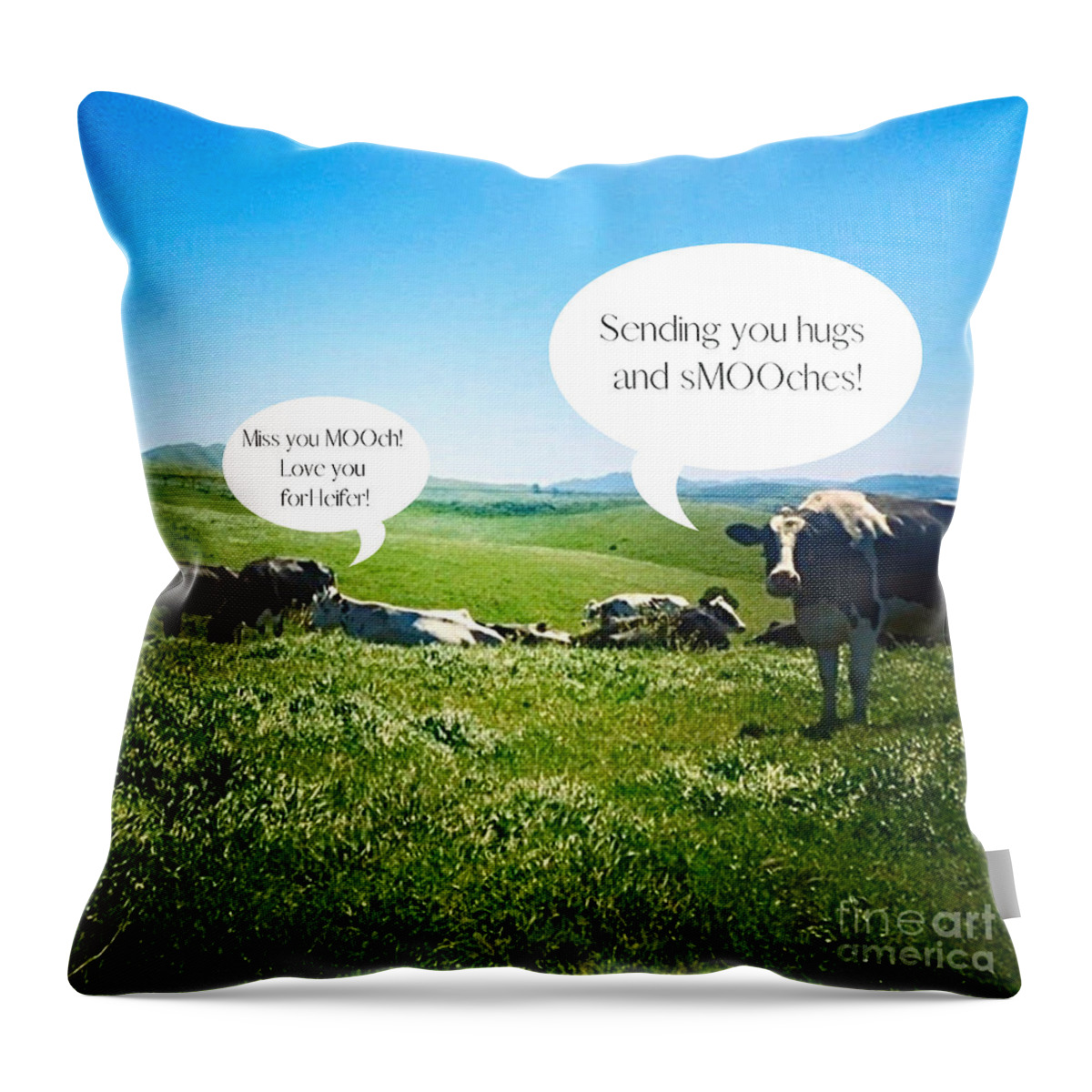 Cows Throw Pillow featuring the photograph Cows Talking by Christie Olstad