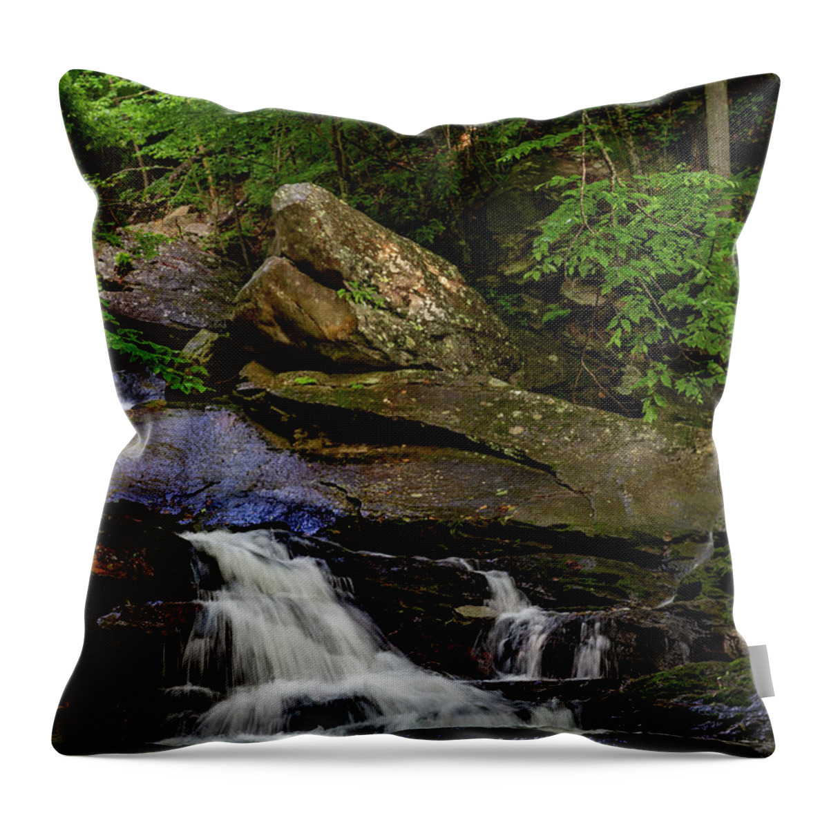Crab Orchard Falls Throw Pillow featuring the photograph Crab Orchard Falls 2 by Cindy Robinson