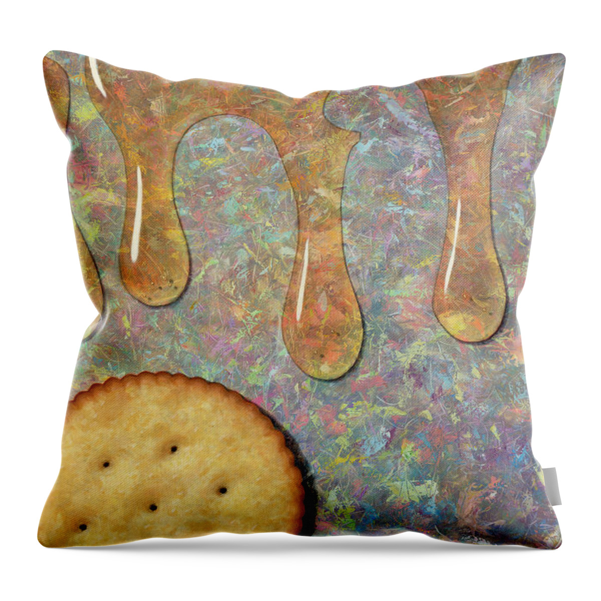 Cracker Throw Pillow featuring the painting Cracker Honey by James W Johnson