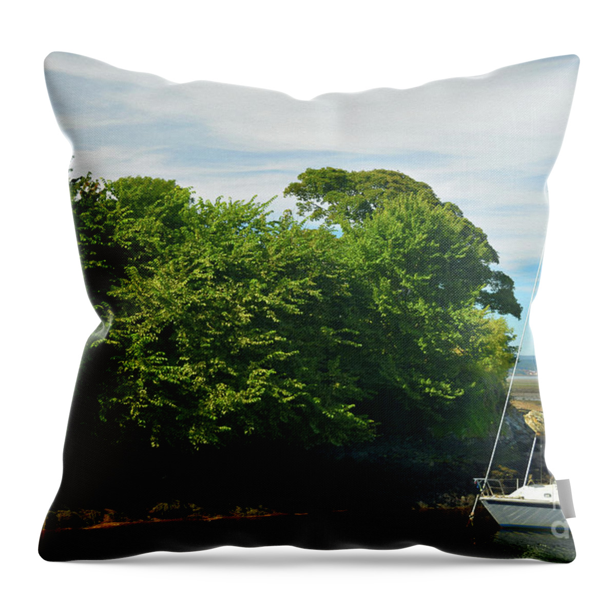 Edinburgh Throw Pillow featuring the photograph Cramond Harbour - Edinburgh by Yvonne Johnstone