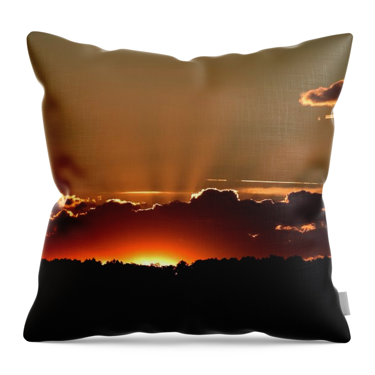 Crepuscular Throw Pillow featuring the photograph Crepuscular rays at sunset by Monika Salvan