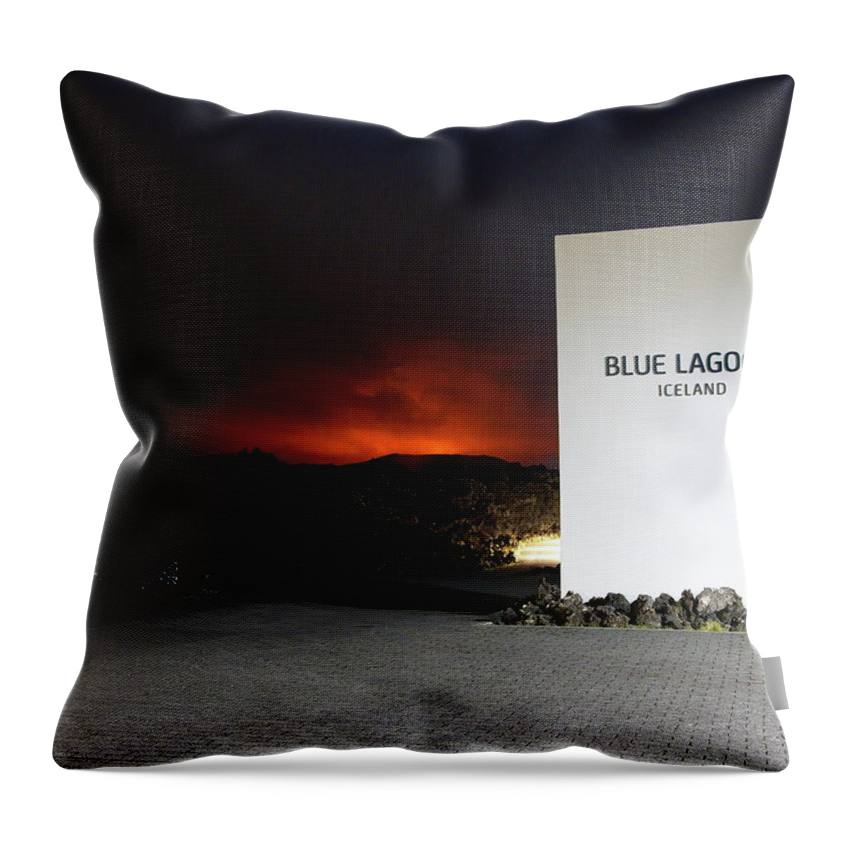 Volcano Throw Pillow featuring the photograph Crimson mountains, blue lagoon by Christopher Mathews