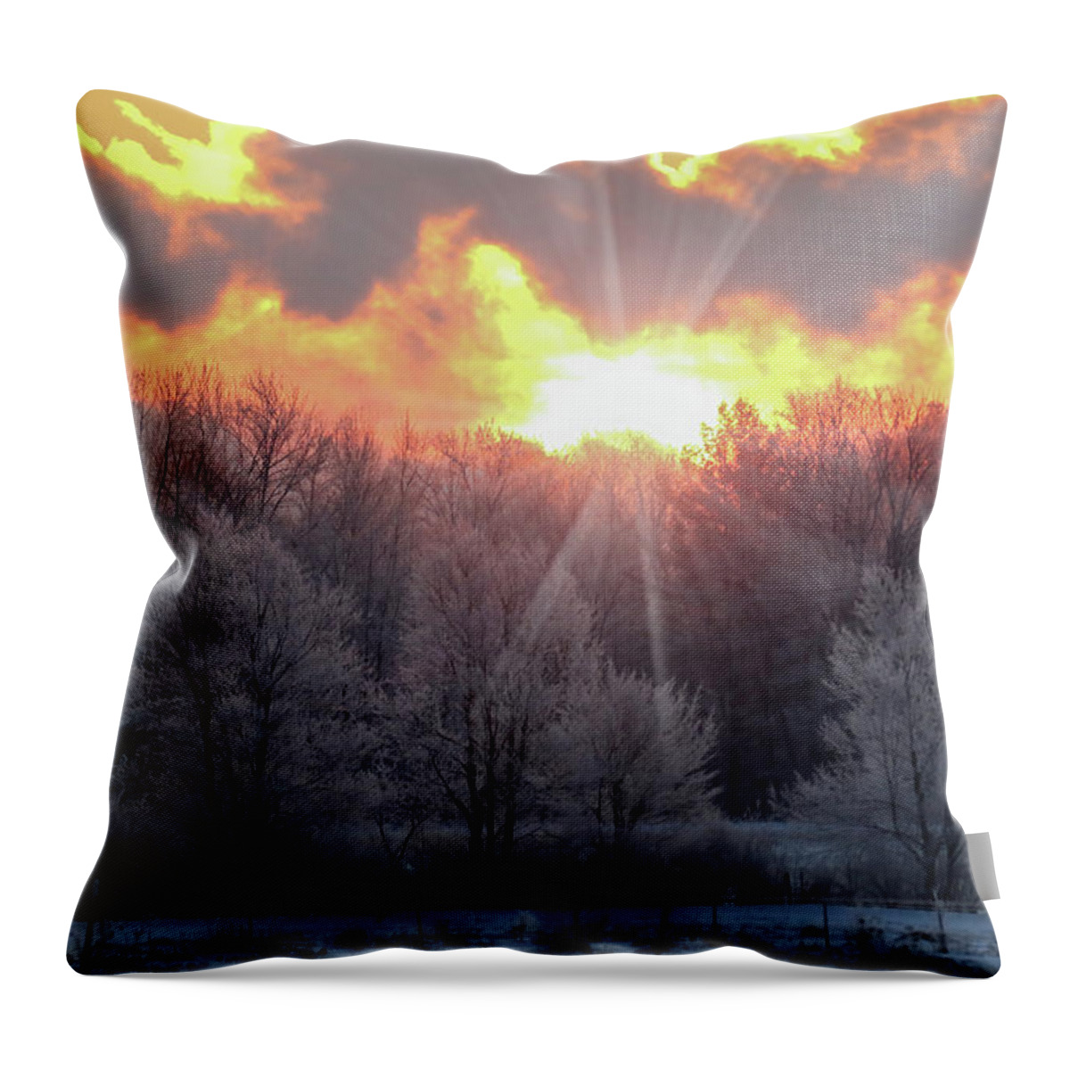 Sunrise Throw Pillow featuring the photograph Crisp Sunrise by Brook Burling