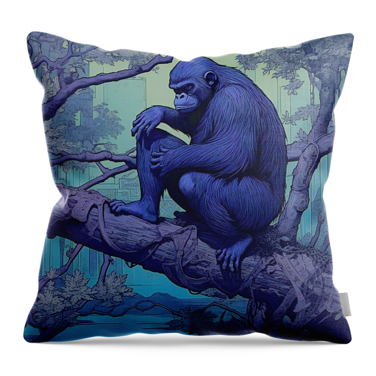 Cross River Gorilla Throw Pillow featuring the digital art Cross River Gorilla by Caito Junqueira
