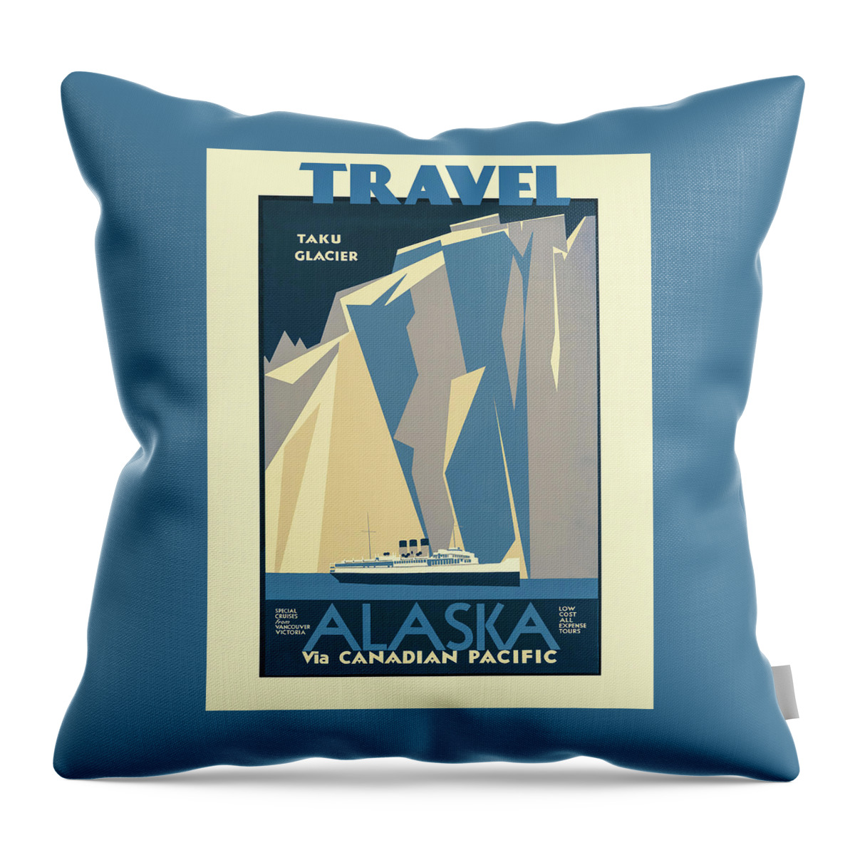 Alaska Throw Pillow featuring the photograph Cruise Alaska Vintage Travel Poster by Carol Japp