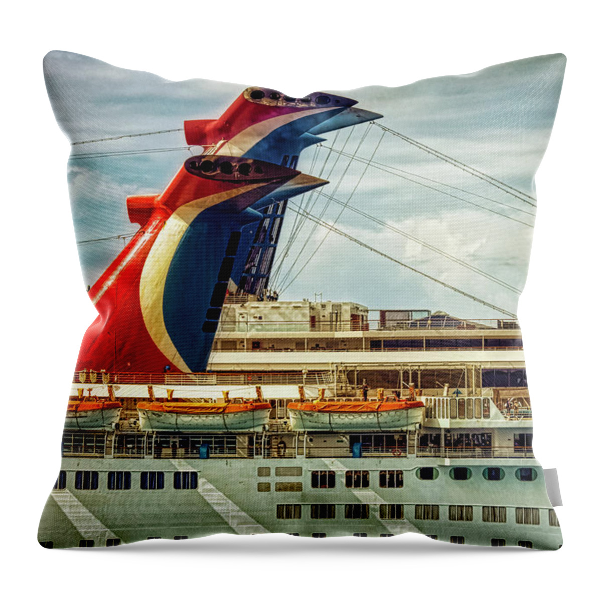 Cruise Ship Throw Pillow featuring the photograph Cruise ships in Cozumel, Mexico 2 by Tatiana Travelways