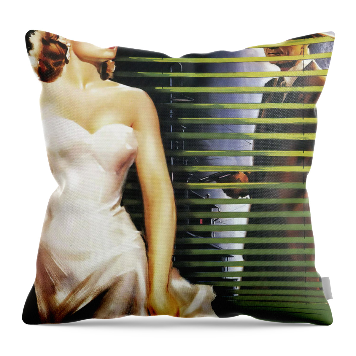 Cry Throw Pillow featuring the painting ''Cry Danger'', 1951 movie poster painting by Giorgio Olivetti by Movie World Posters