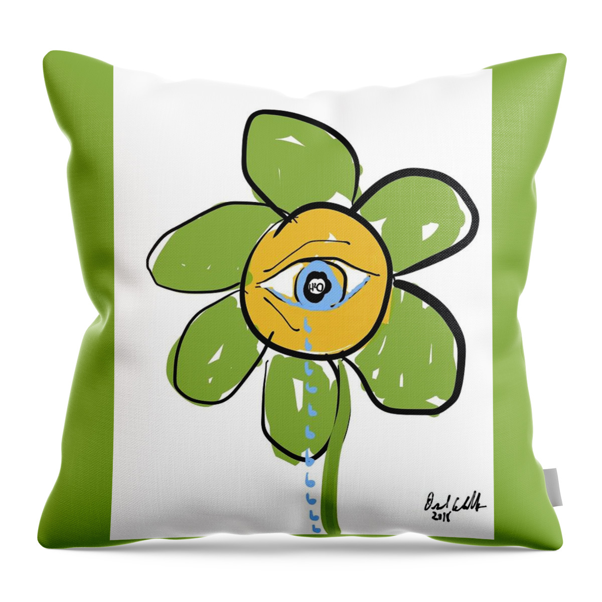  Throw Pillow featuring the painting Crying Flower by Oriel Ceballos