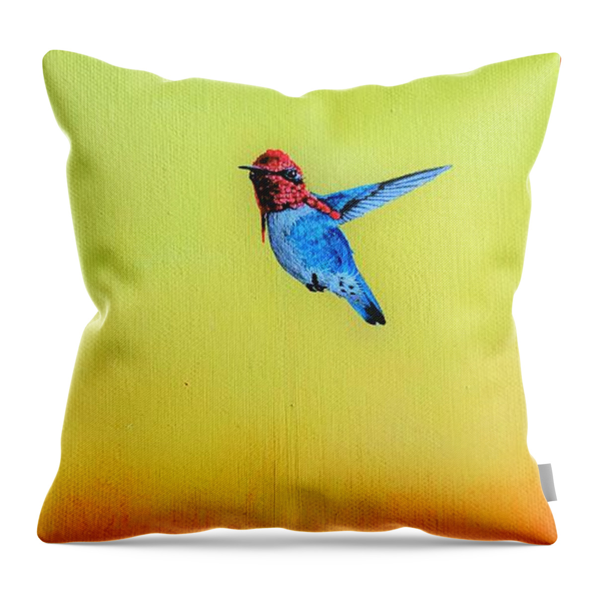 Birds Throw Pillow featuring the painting Cuban Bumblebee Hummingbird by Dana Newman